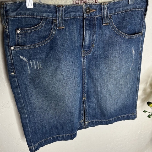 Fossil Brand Jeans High Waisted Straight Split Front Skirt 6 - Picture 2 of 8